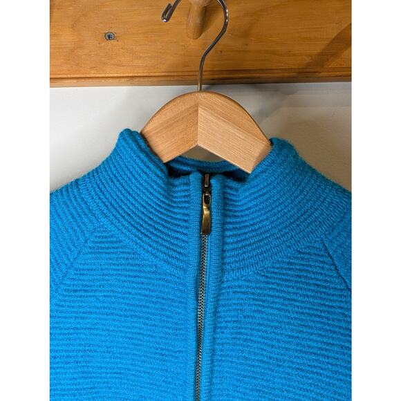 100% Baby Alpaca Millma's Small Blue Zip Front Peru Luxury Soft Knit Sweater - Picture 2 of 9